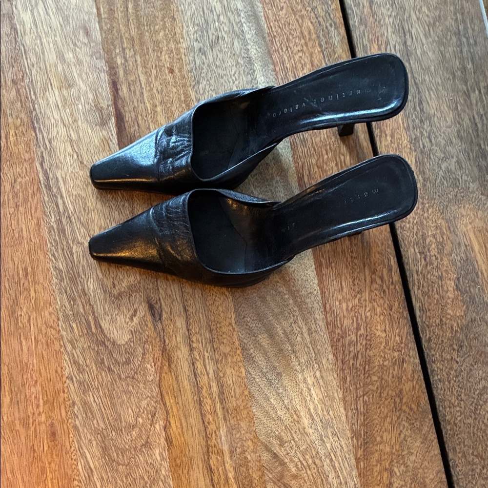 Martinez Valero Black Leather Mules - Picture 2 of 4